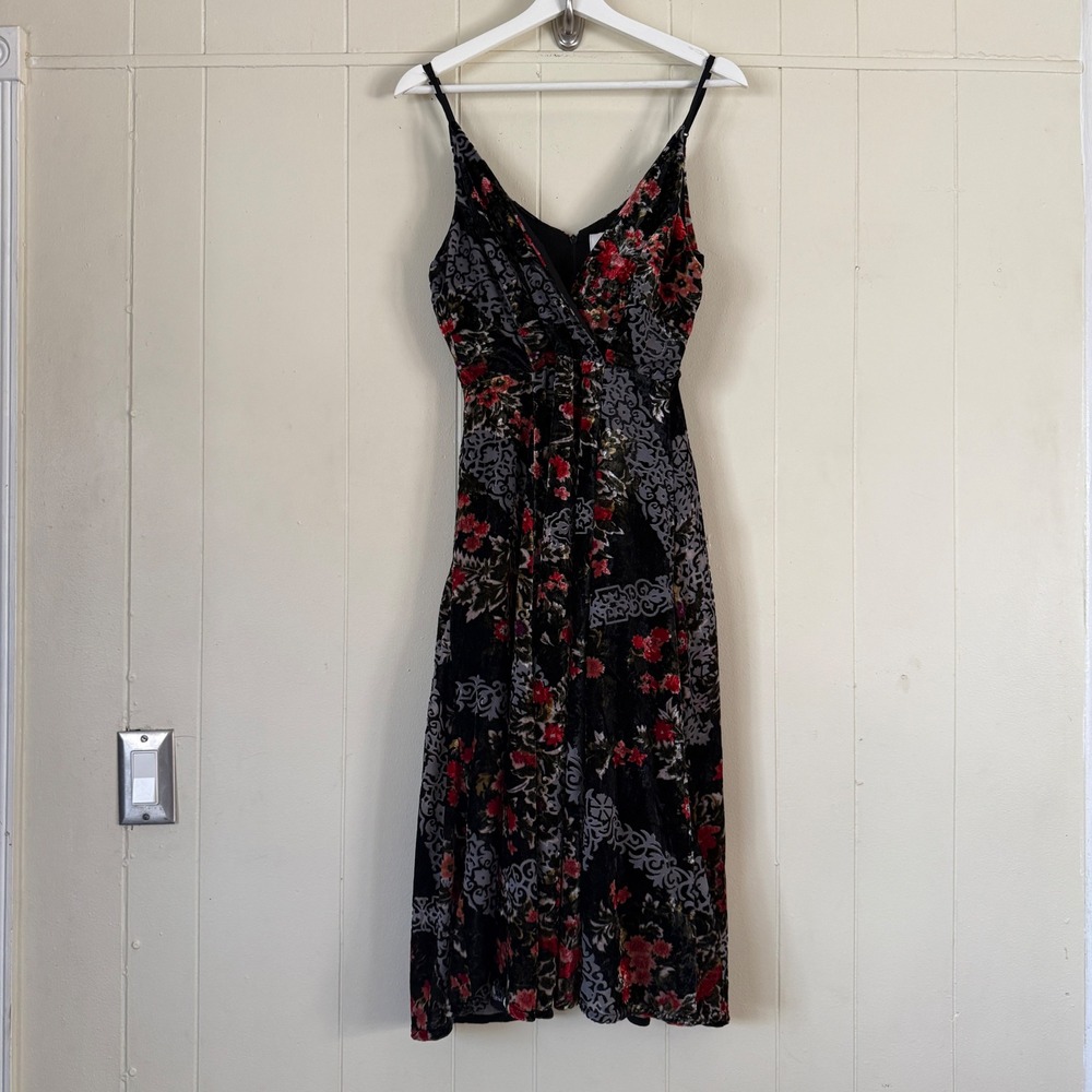 Anthropologie Womens  Floral Burnout Whimsigoth Midi Dress Size 6 Romantic Boho - Picture 3 of 11